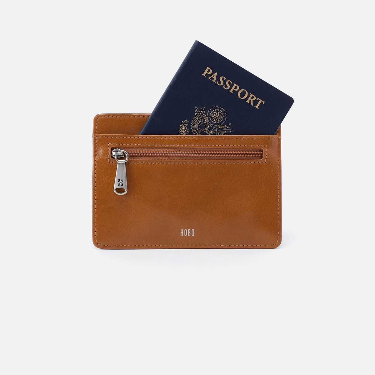 Euro Slide Card Case In Polished Leather - Truffle | HOBO