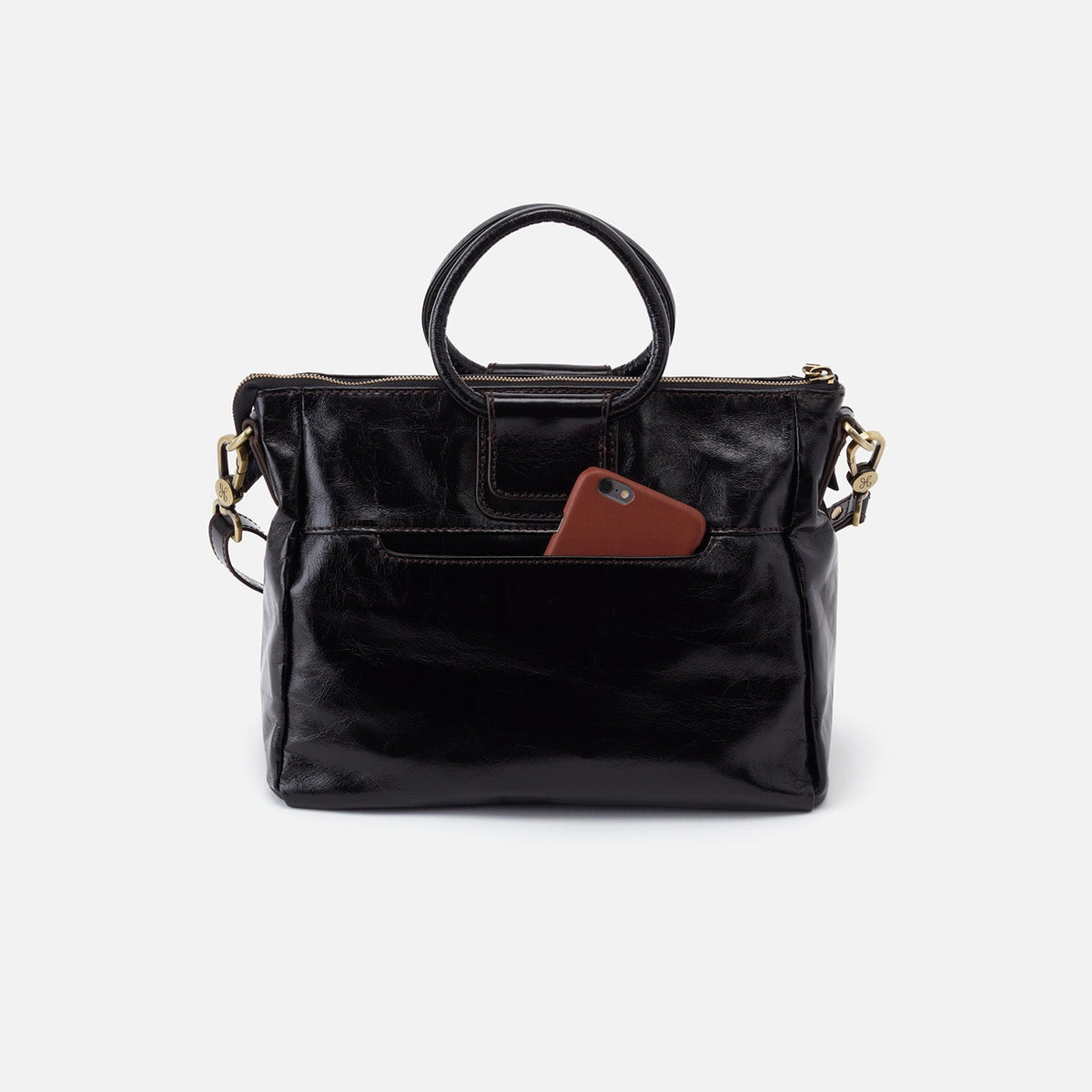Sheila Medium Satchel In Polished Leather - Black | HOBO
