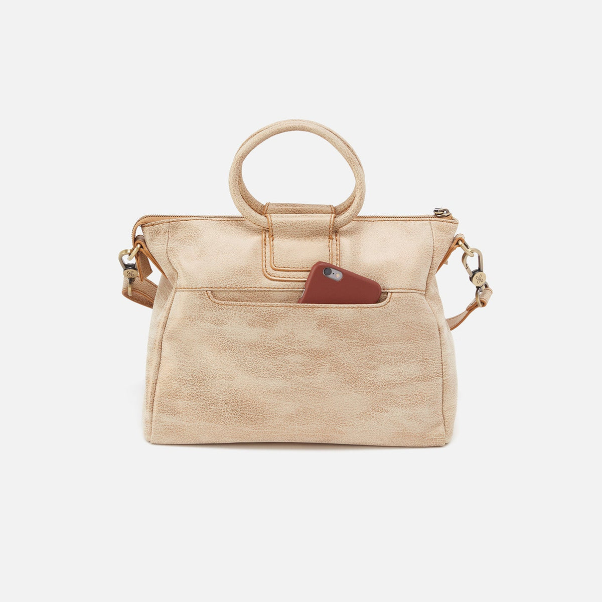 Sheila Medium Satchel In Metallic Leather - Gold Leaf | HOBO