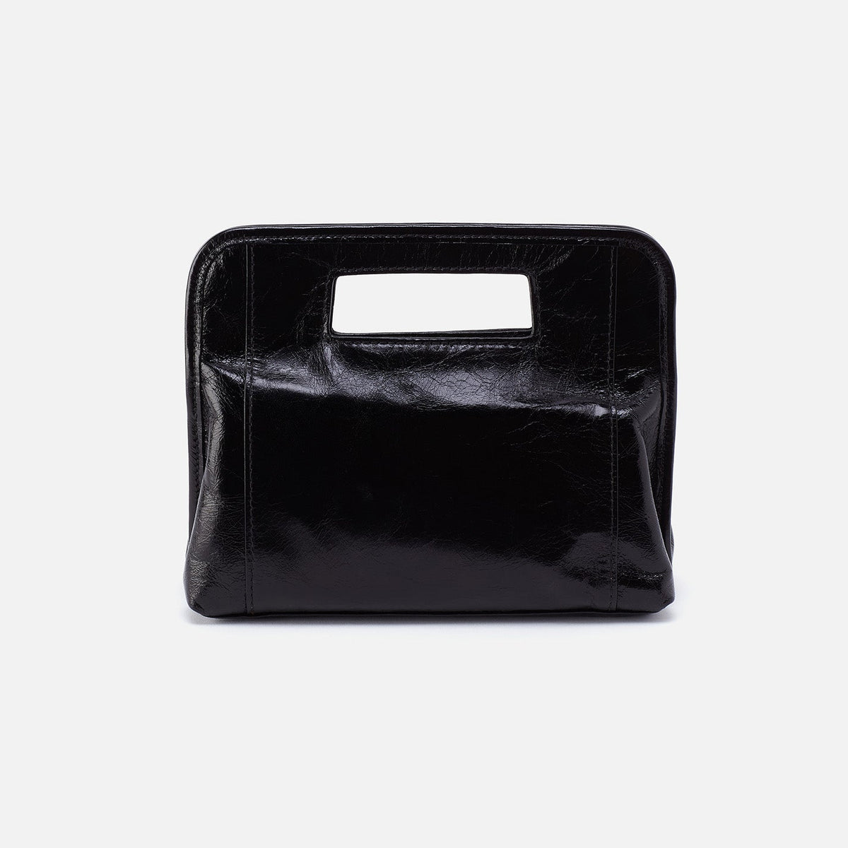 Ace Clutch In Polished Leather - Black | HOBO