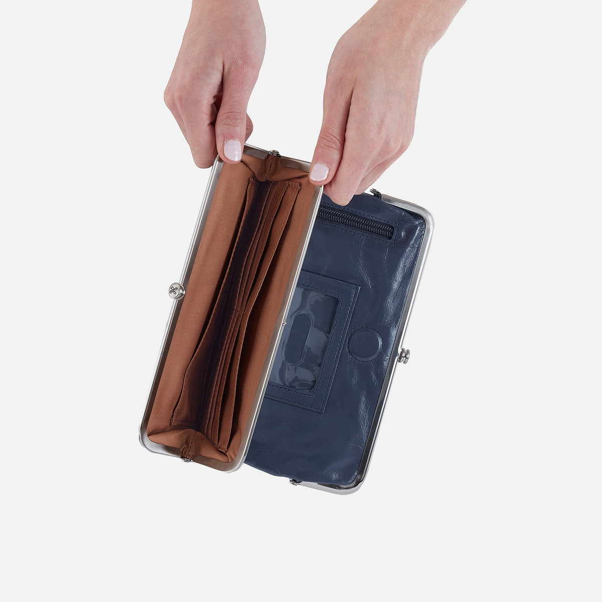 Lauren Clutch-Wallet In Polished Leather - Blue Stone | HOBO