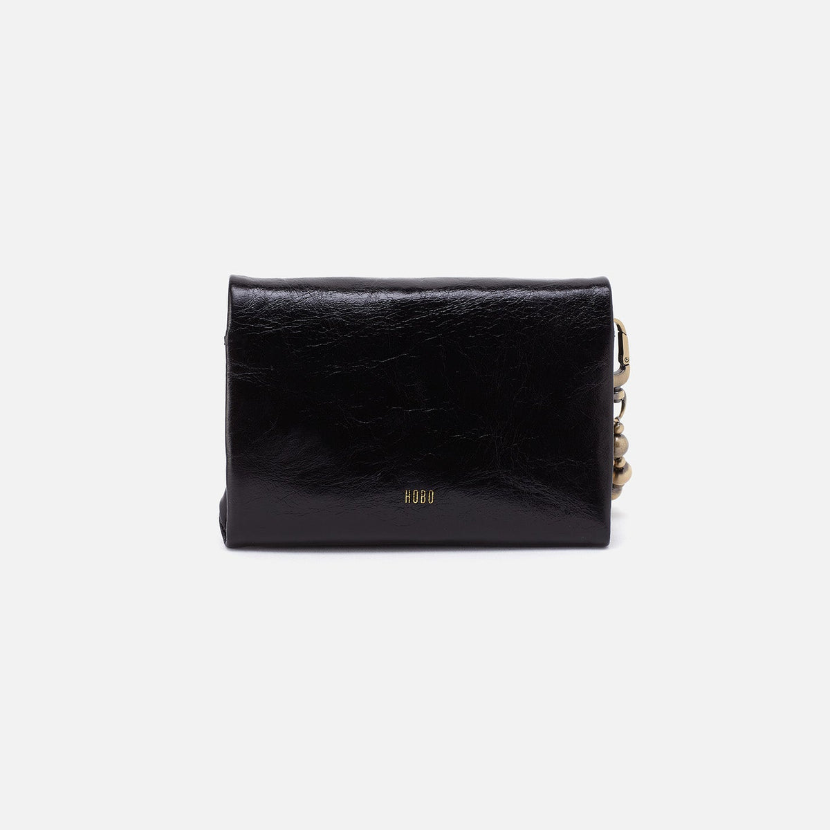 Ross Bead Wristlet In Polished Leather - Black | HOBO