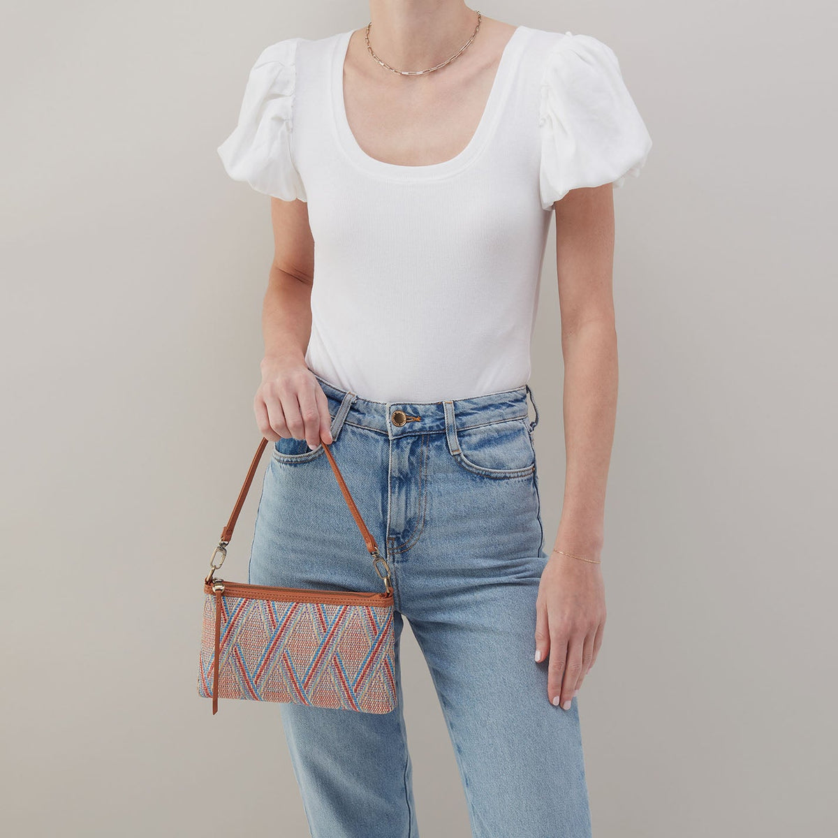 Darcy Crossbody In Multi Weave With Leather Trim - Sunset Raffia | HOBO
