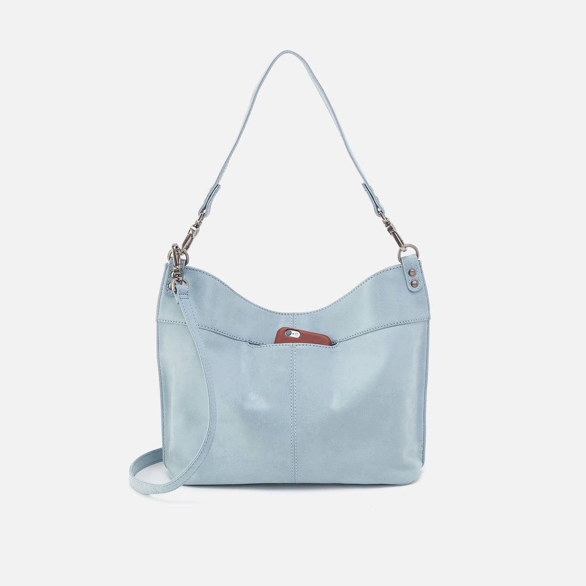 Pier Shoulder Bag In Buffed Leather - Sky | HOBO