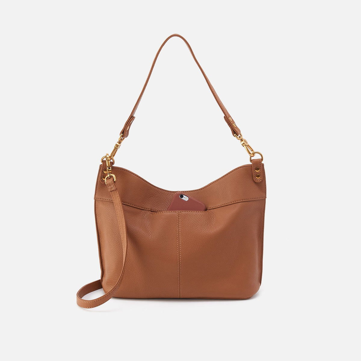 Pier Shoulder Bag In Pebbled Leather - Warm Honey | HOBO