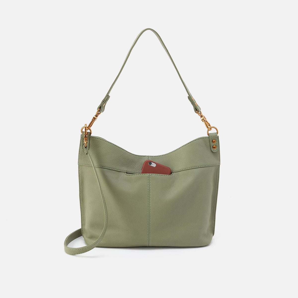 Pier Shoulder Bag In Pebbled Leather - Watercress | HOBO