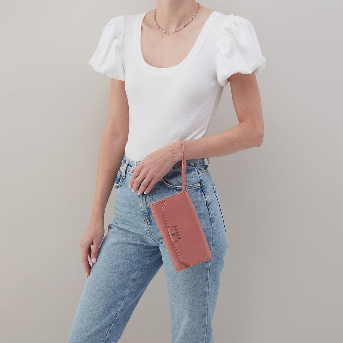 Romy Wallet Crossbody In Polished Leather - Rose | HOBO