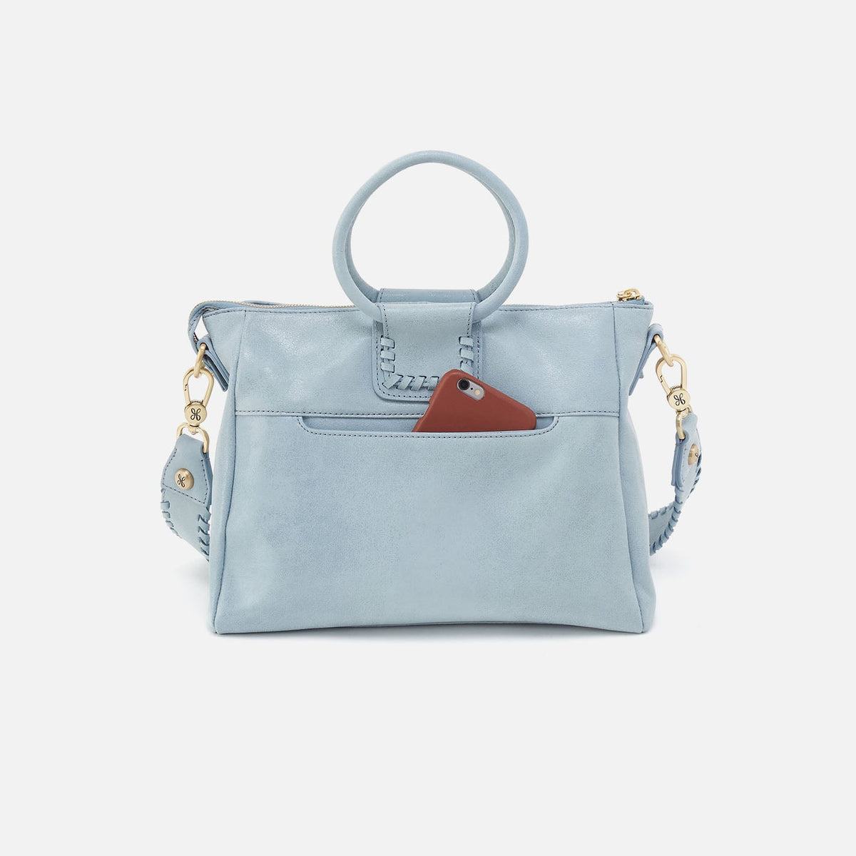 Sheila Medium Satchel In Buffed Leather - Sky | HOBO