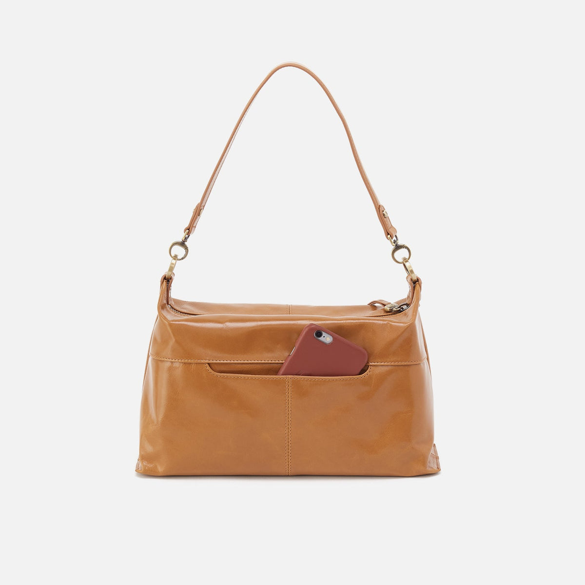 Avon Shoulder Bag In Polished Leather - Natural | HOBO