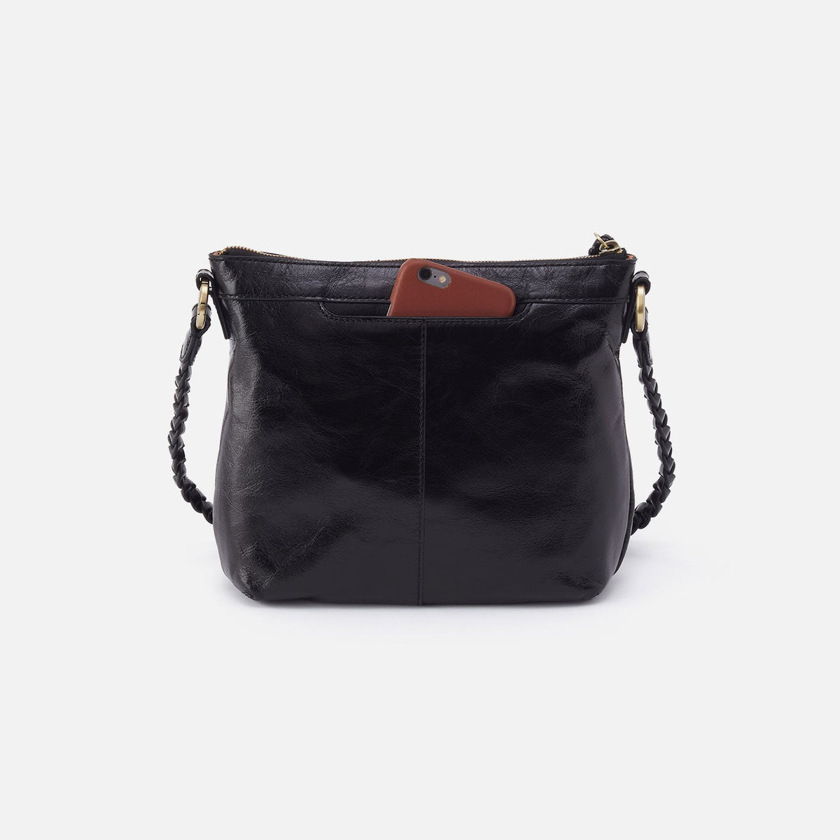 Lasso Medium Crossbody In Polished Leather - Black | HOBO