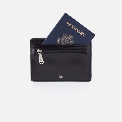 Euro Slide Card Case In Polished Leather - Black | HOBO