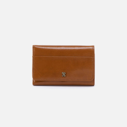 Jill Trifold Wallet In Polished Leather - Truffle | HOBO