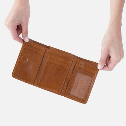 Jill Trifold Wallet In Polished Leather - Truffle | HOBO