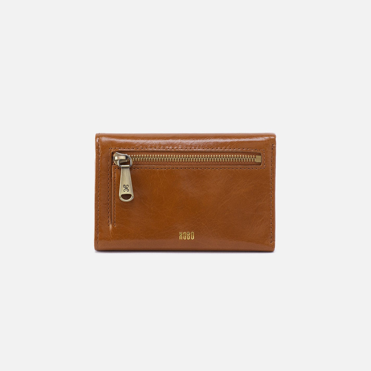 Jill Trifold Wallet In Polished Leather - Truffle | HOBO