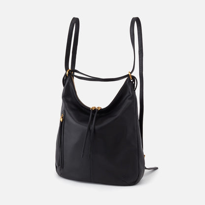 Merrin Convertible Backpack In Pebbled Leather - Black | HOBO