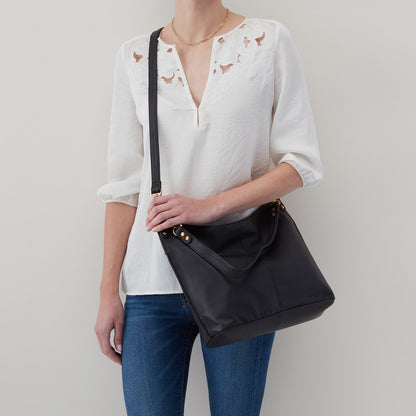 Pier Shoulder Bag In Pebbled Leather - Black | HOBO