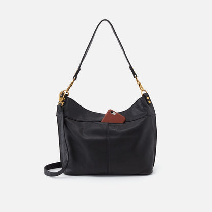 Pier Shoulder Bag In Pebbled Leather - Black | HOBO