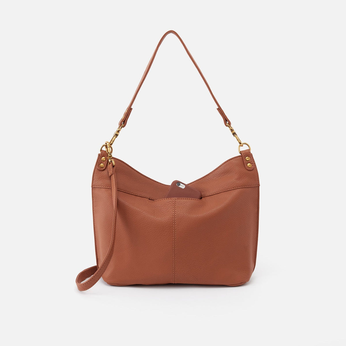 Pier Shoulder Bag in Pebbled Leather - Cashew | HOBO