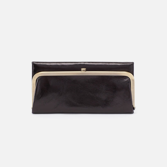 Rachel Continental Wallet In Polished Leather - Black | HOBO