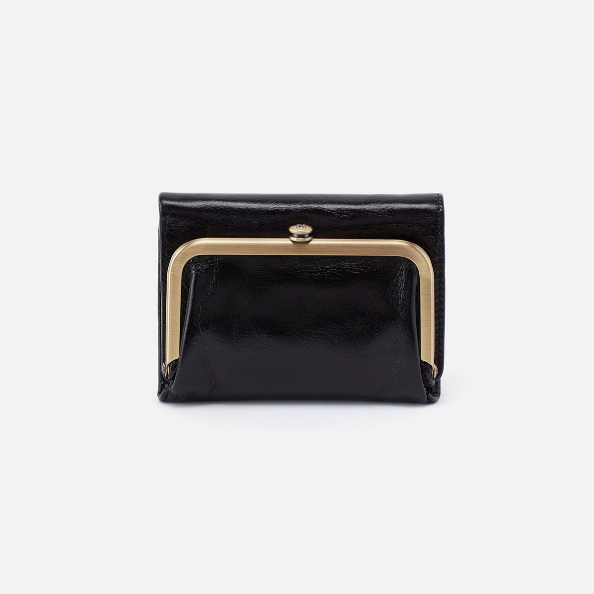Robin Compact Wallet In Polished Leather - Black | HOBO