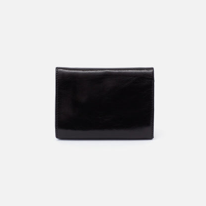 Robin Compact Wallet In Polished Leather - Black | HOBO