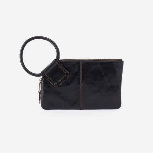 Sable Wristlet In Polished Leather - Black | HOBO