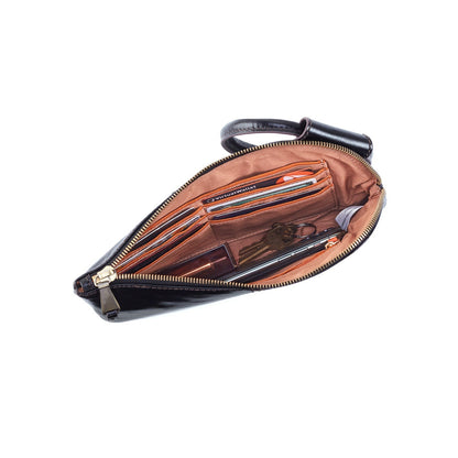 Sable Wristlet In Polished Leather - Black | HOBO