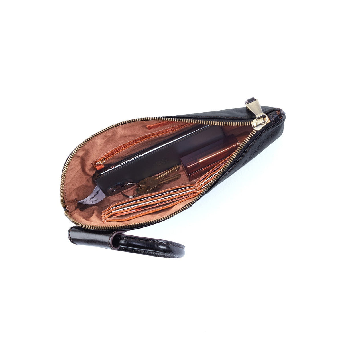 Sable Wristlet In Polished Leather - Black | HOBO