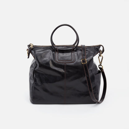 Sheila Large Satchel In Polished Leather - Black | HOBO