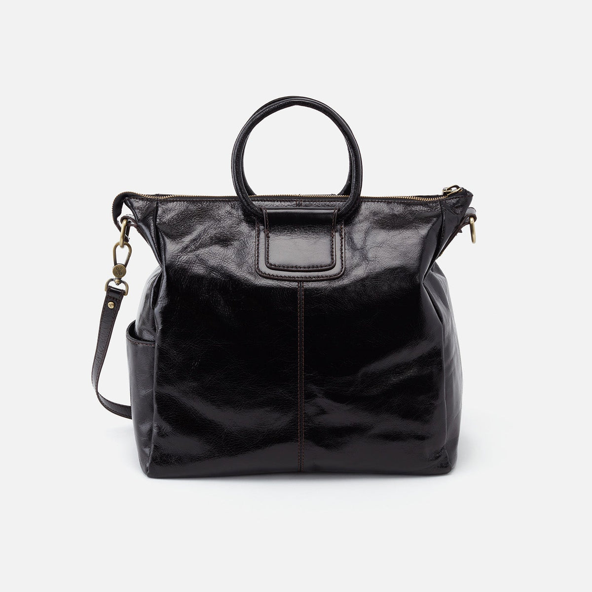 Sheila Large Satchel In Polished Leather - Black | HOBO