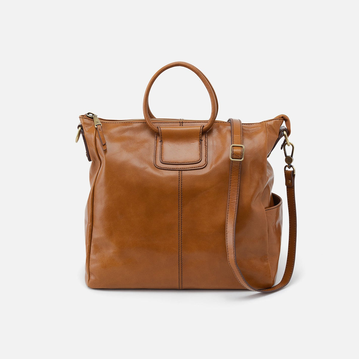 Sheila Large Satchel in Polished Leather - Truffle | HOBO