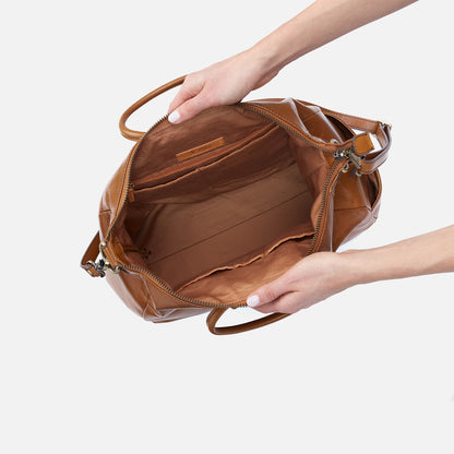 Sheila Large Satchel in Polished Leather - Truffle | HOBO