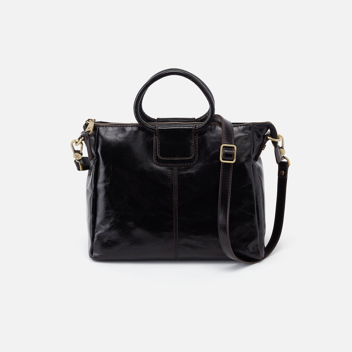 Sheila Medium Satchel In Polished Leather - Black | HOBO