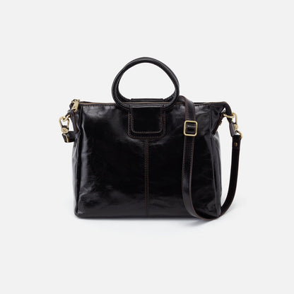 Sheila Medium Satchel In Polished Leather - Black | HOBO