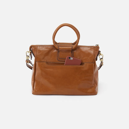 Sheila Medium Satchel In Polished Leather - Truffle | HOBO