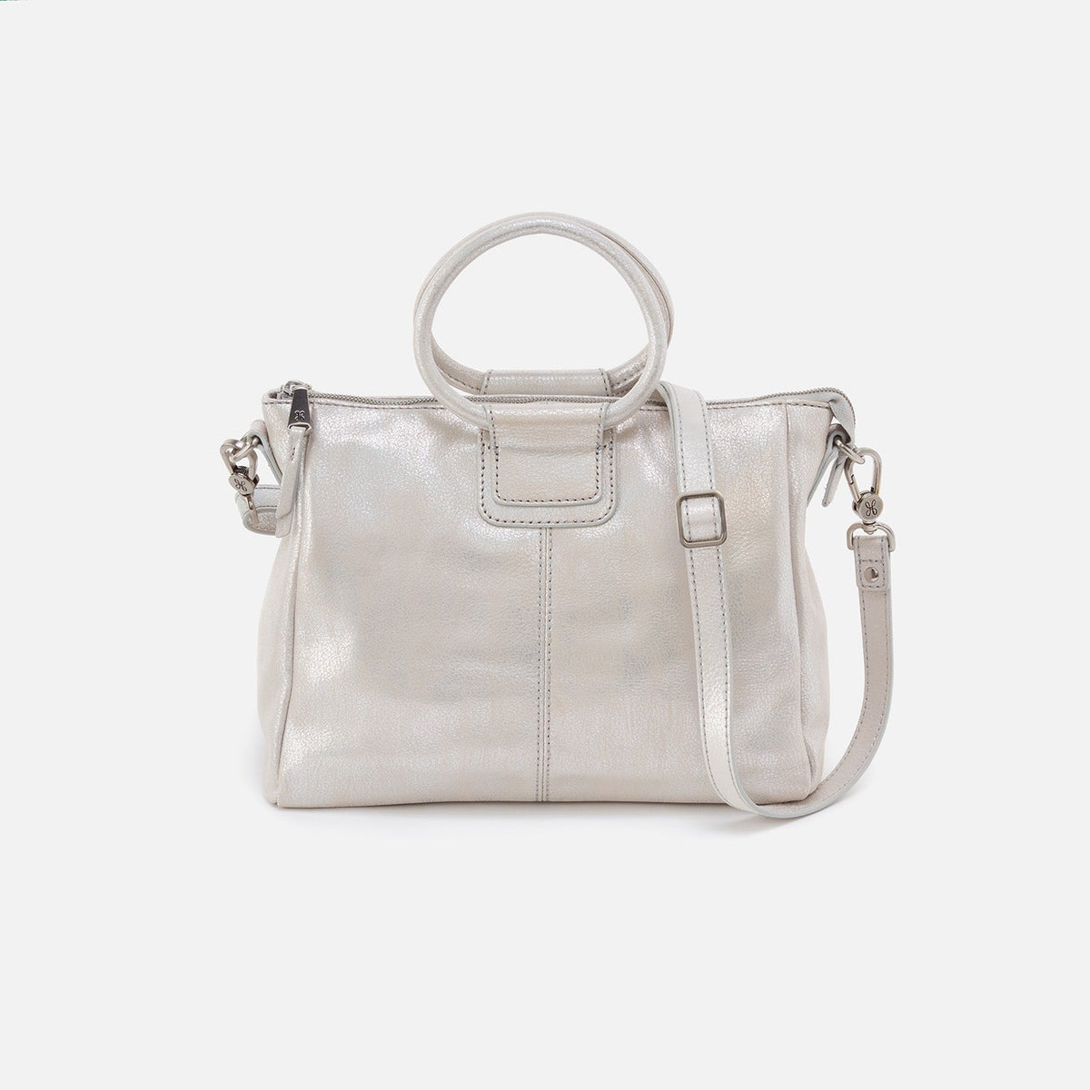 Sheila Medium Satchel In Metallic Leather - Silver | HOBO