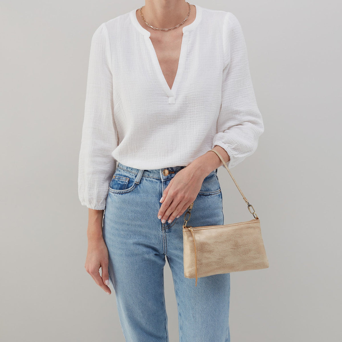 Darcy Crossbody In Metallic Leather - Gold Leaf | HOBO