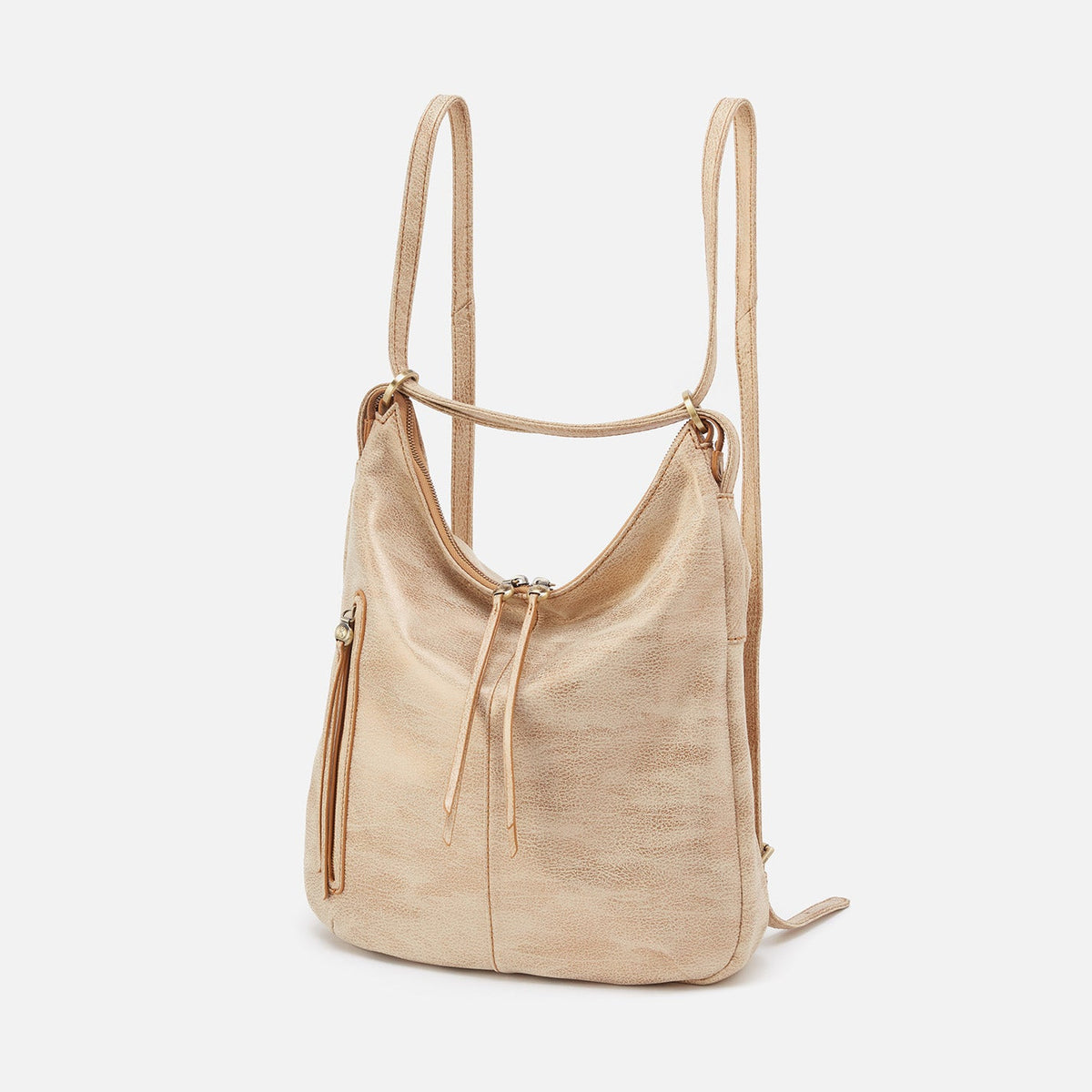 Merrin Convertible Backpack In Metallic Leather - Gold Leaf | HOBO