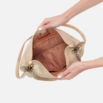 Pier Shoulder Bag in Metallic Leather - Gold Leaf | HOBO