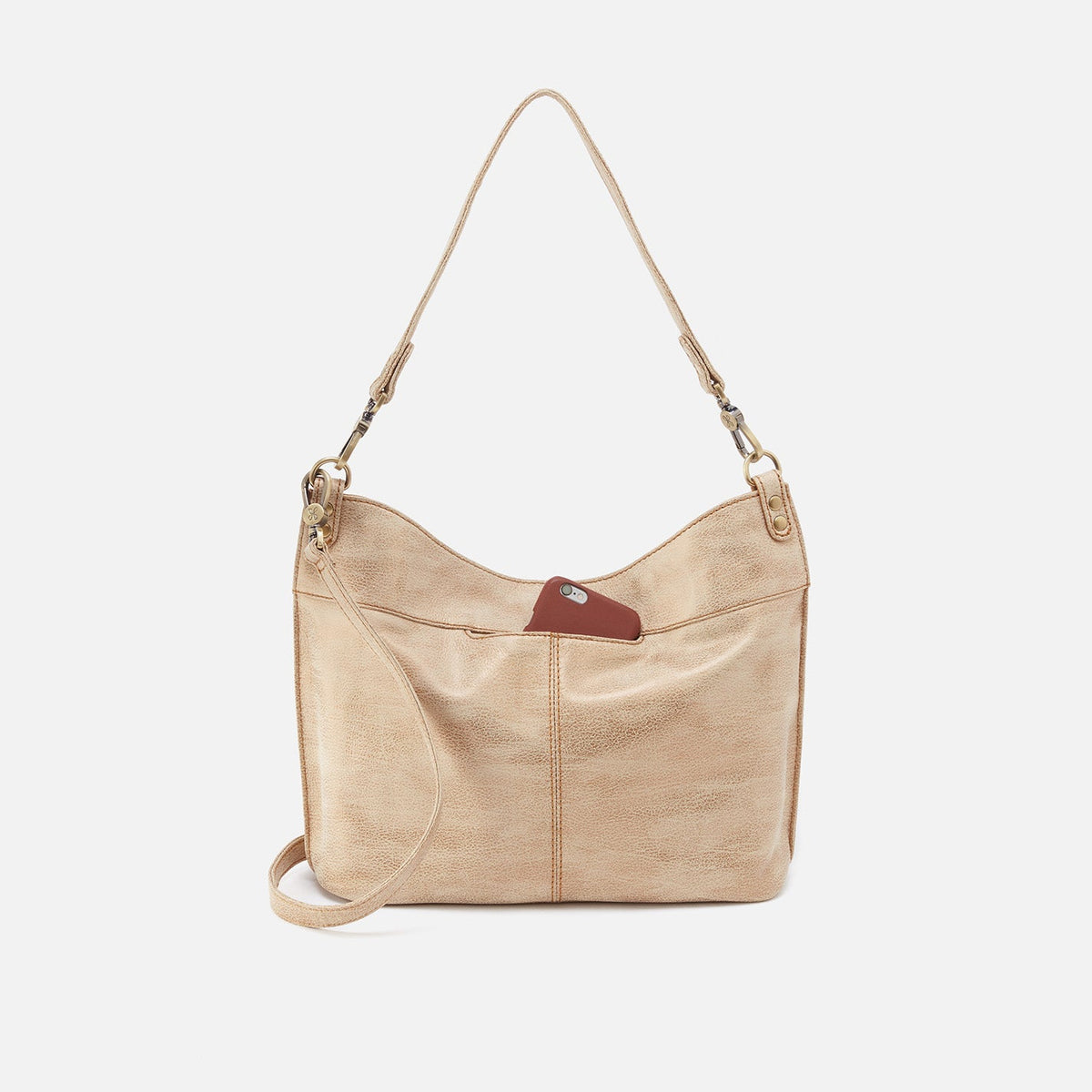 Pier Shoulder Bag in Metallic Leather - Gold Leaf | HOBO