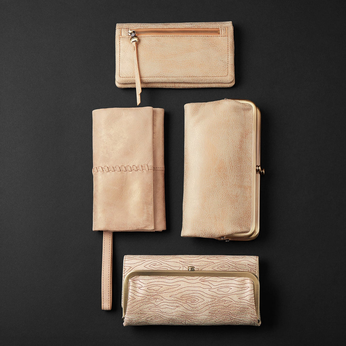 Lumen Continental Wallet In Metallic Leather - Gold Leaf | HOBO