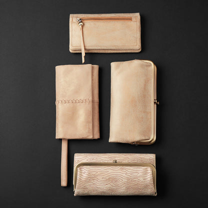 Lumen Continental Wallet In Metallic Leather - Gold Leaf | HOBO