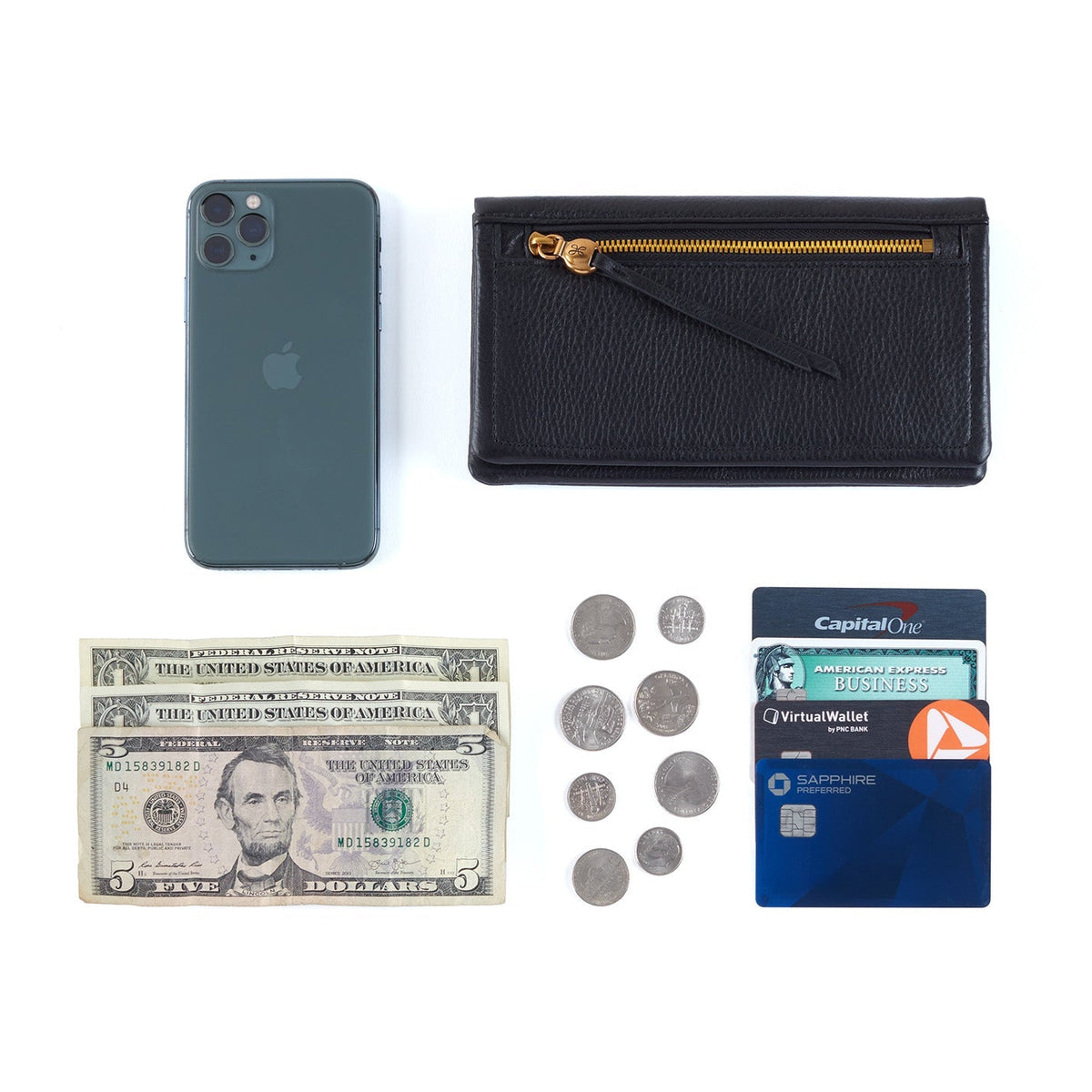 Lumen Continental Wallet In Metallic Leather - Gold Leaf | HOBO