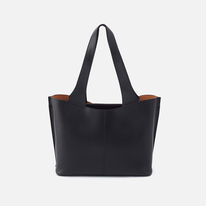 Vida Tote in Micro Pebbled Leather - Black | HOBO