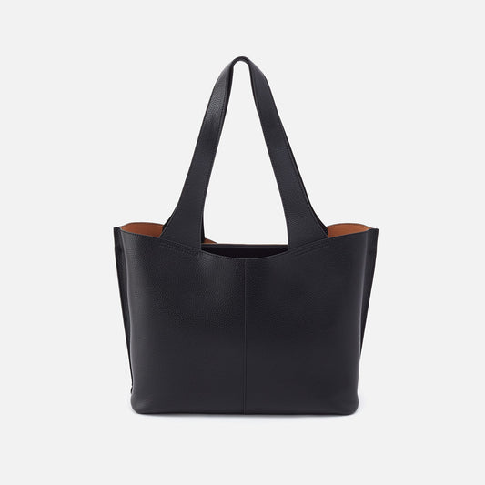 Vida Tote in Micro Pebbled Leather - Black | HOBO