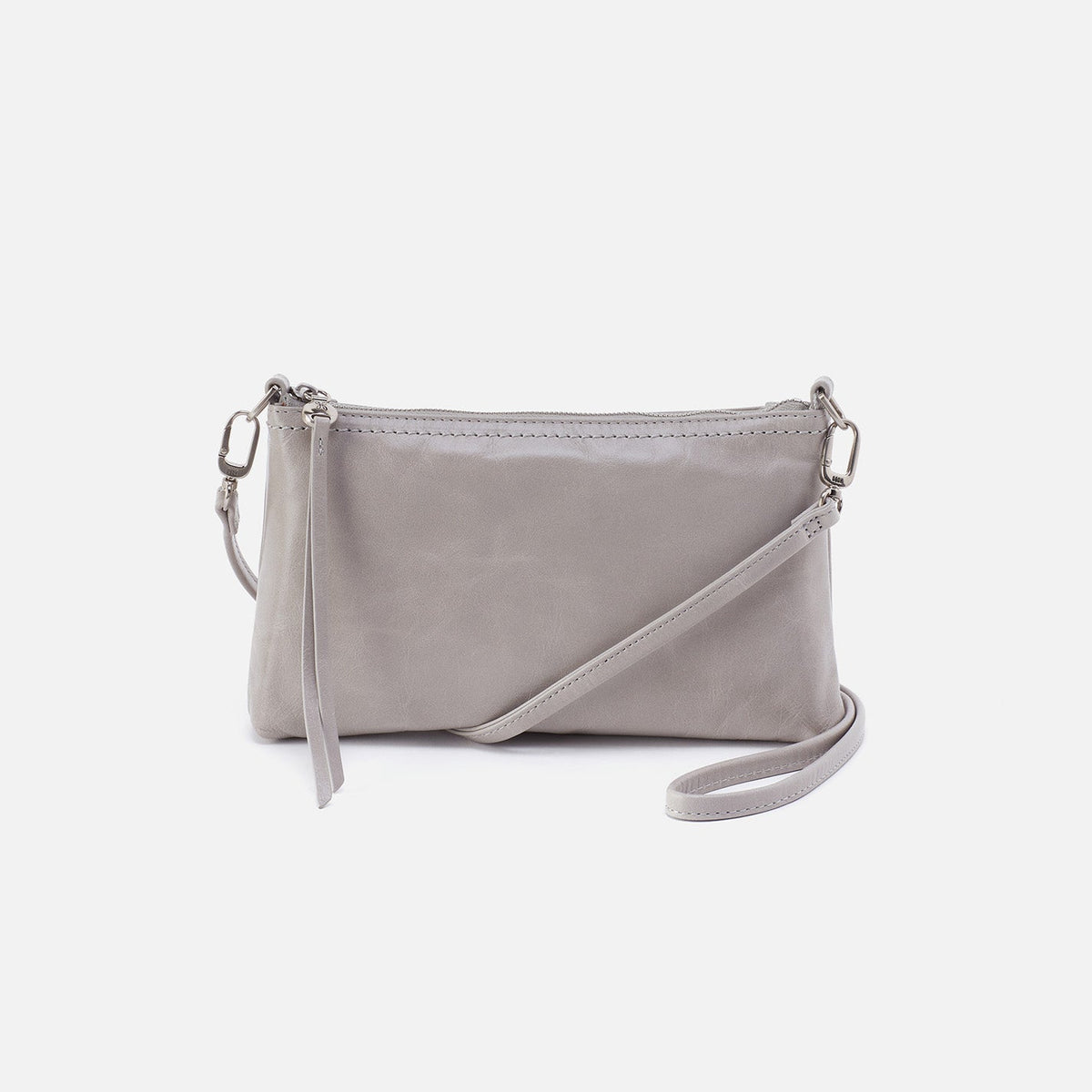 Darcy Crossbody In Polished Leather - Light Grey | HOBO