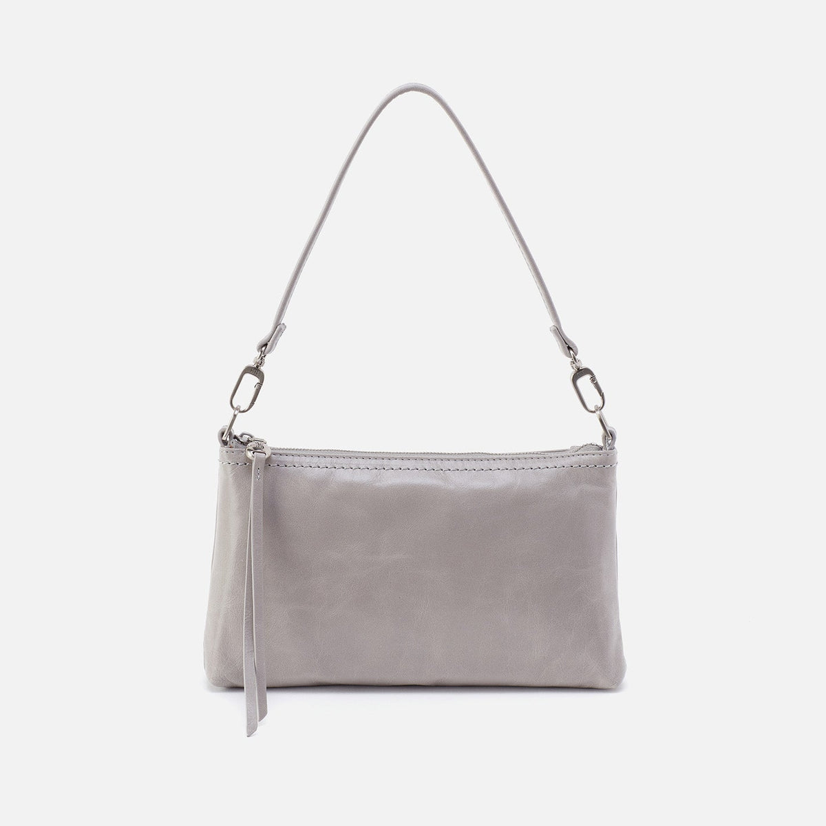 Darcy Crossbody In Polished Leather - Light Grey | HOBO