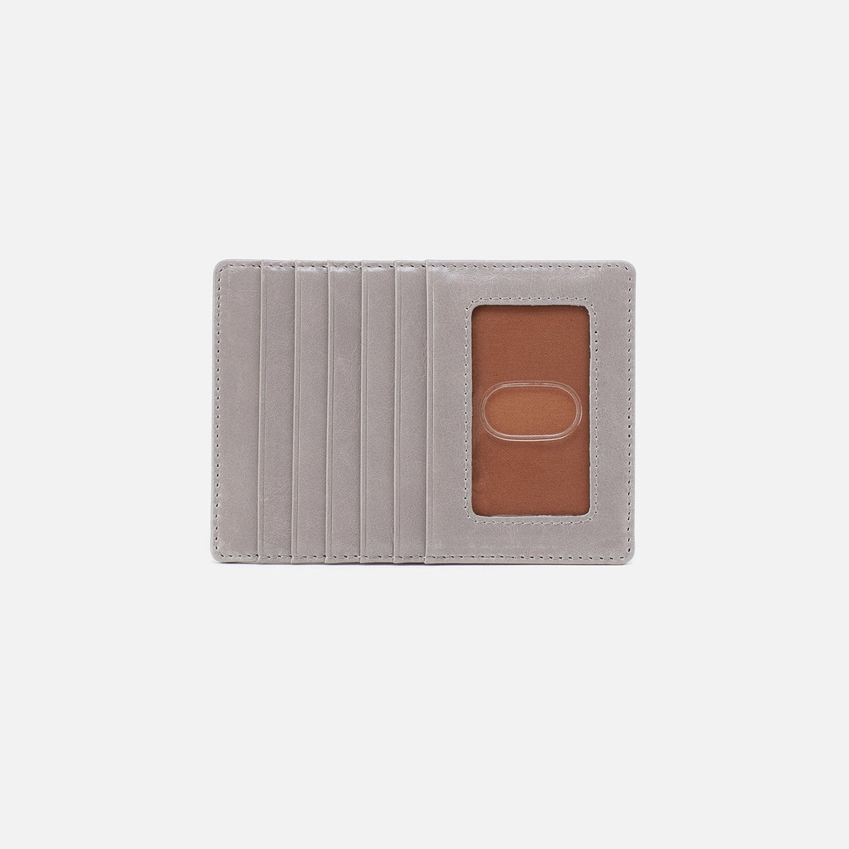 Euro Slide Card Case In Polished Leather - Light Grey | HOBO