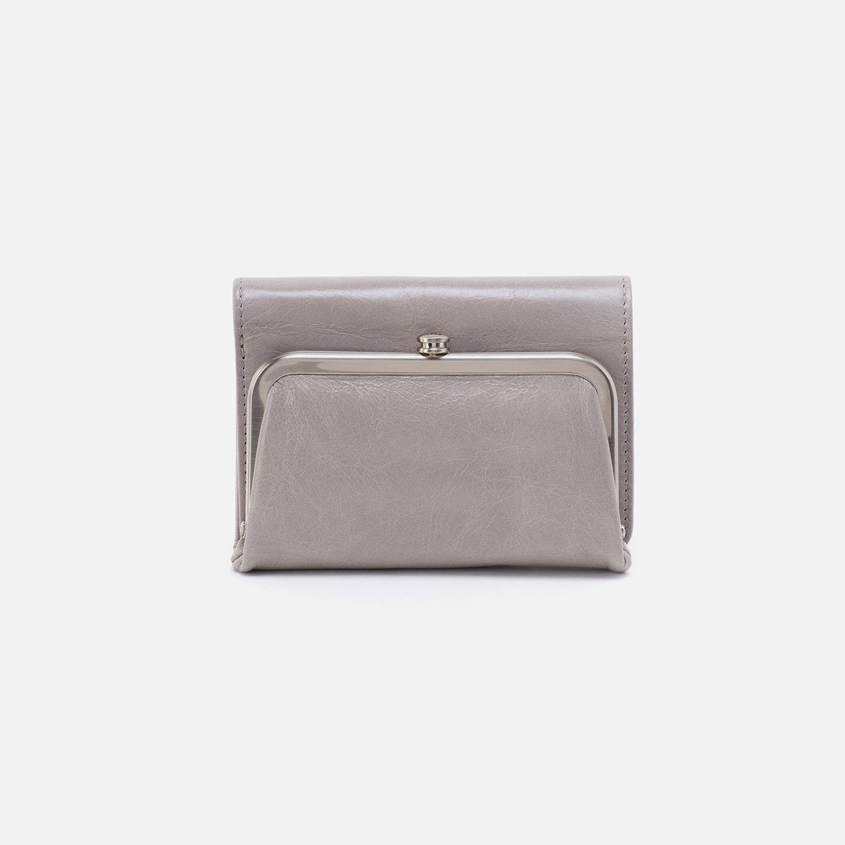 Robin Compact Wallet In Polished Leather - Light Grey | HOBO
