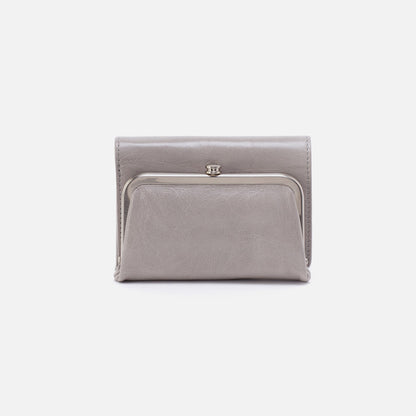 Robin Compact Wallet In Polished Leather - Light Grey | HOBO